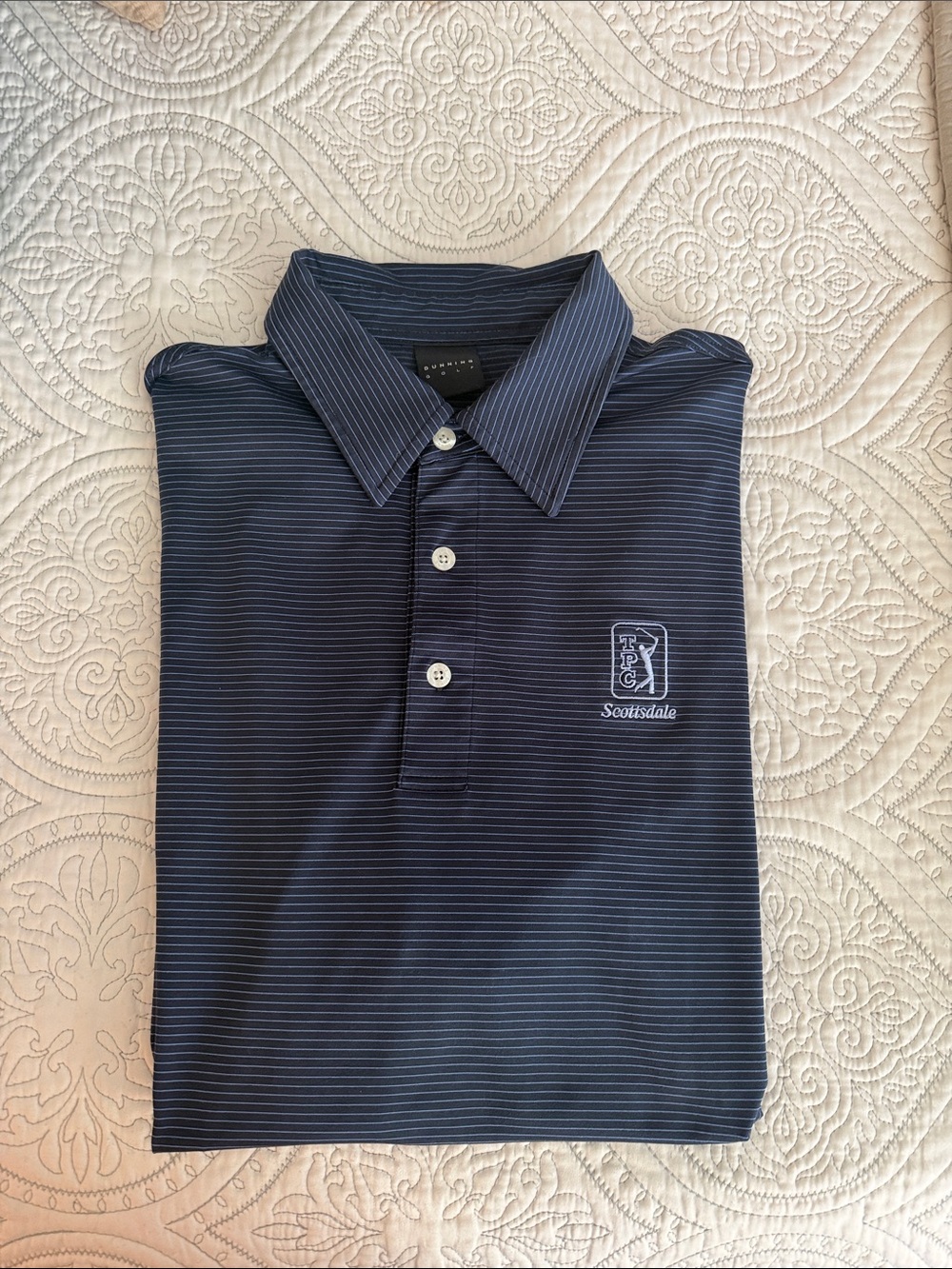 TPC Scottsdale Navy Striped Men's Polo golf Shirt